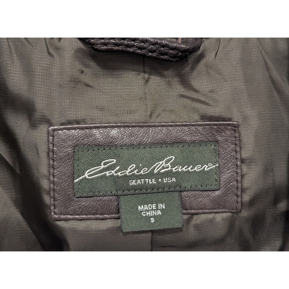 Eddie Bauer Dark Brown 100% Lamb Leather Jacket Size Small - Picture 3 of 6